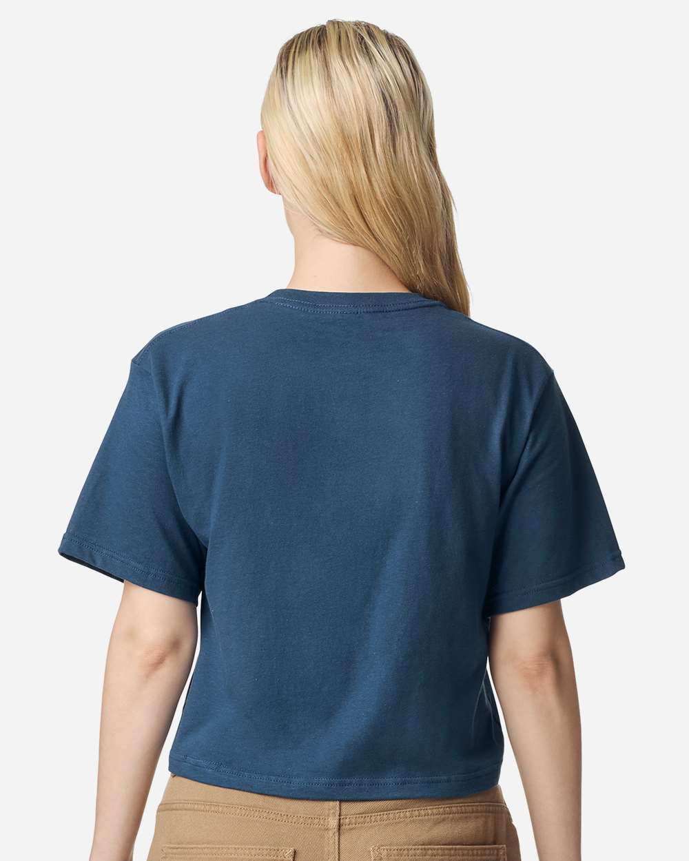 Women's Fine Jersey Boxy Tee - OnModelBack - B02427383 - Sea Blue