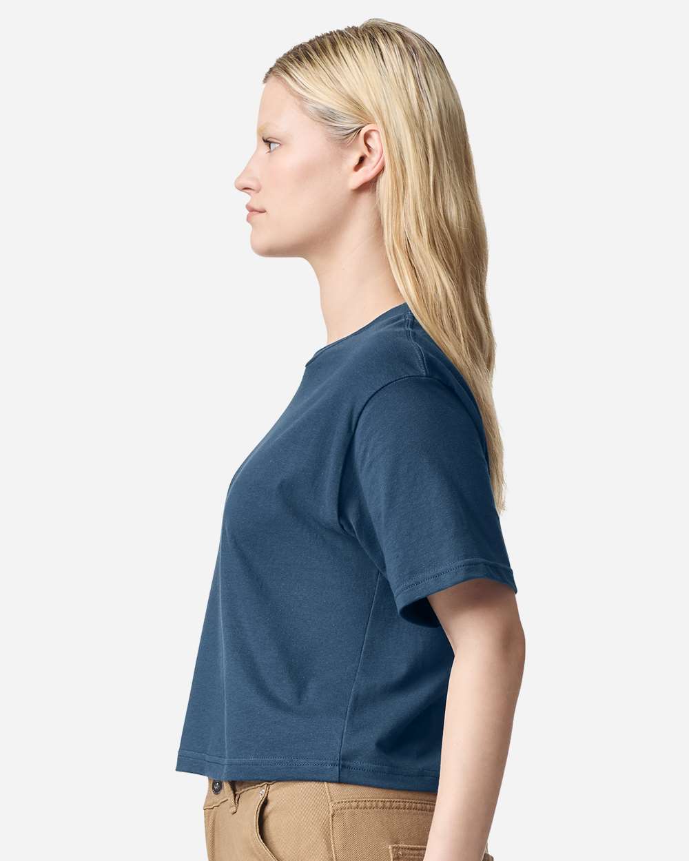 Women's Fine Jersey Boxy Tee - OnModelSide - B02427383 - Sea Blue