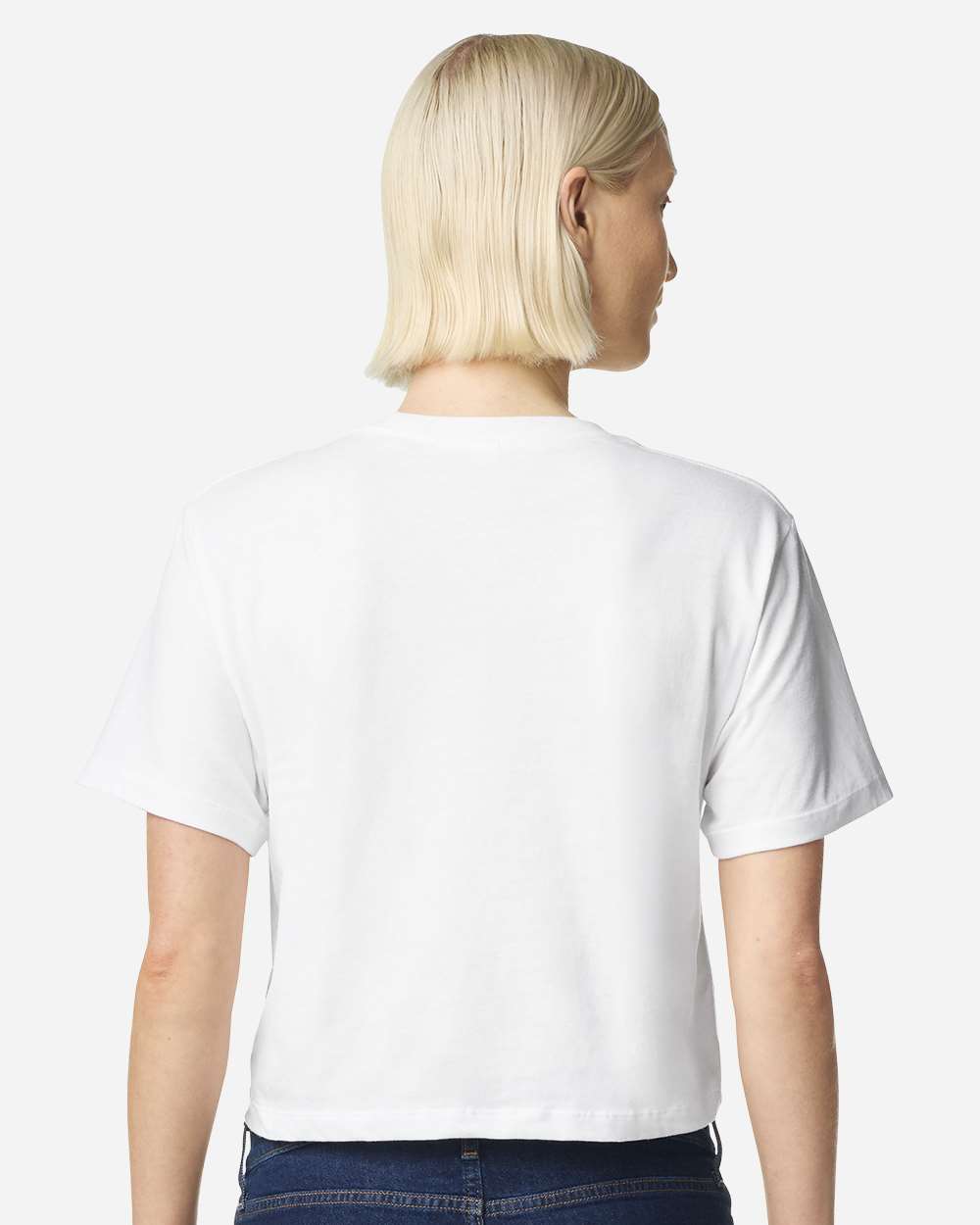 Women's Fine Jersey Boxy Tee - OnModelBack - B02427003 - White