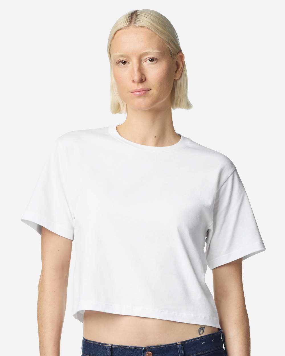 Women's Fine Jersey Boxy Tee - OnModelFront - B02427003 - White