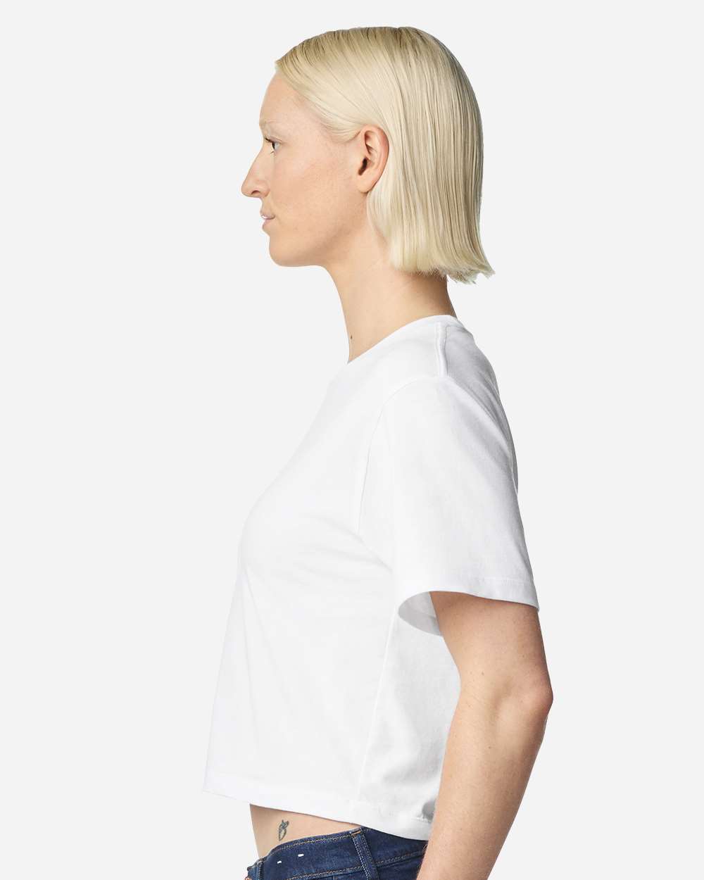 Women's Fine Jersey Boxy Tee - OnModelSide - B02427003 - White