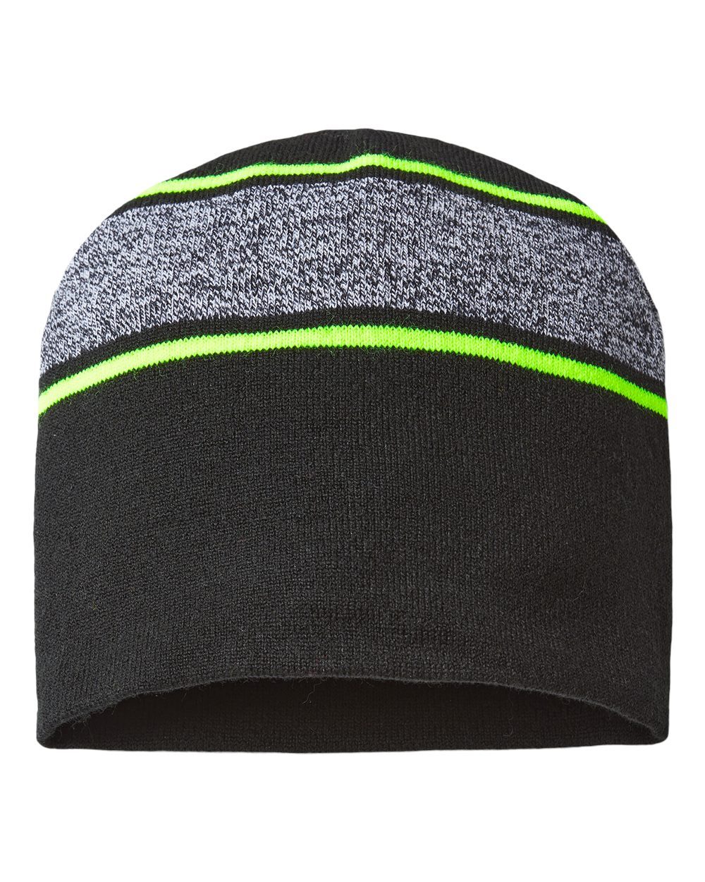 USA-Made Variegated Striped Beanie - styleImage