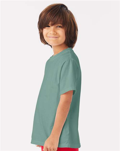 Youth Garment-Dyed T-Shirt - OnModelSide - B36900544 - Cypress Green