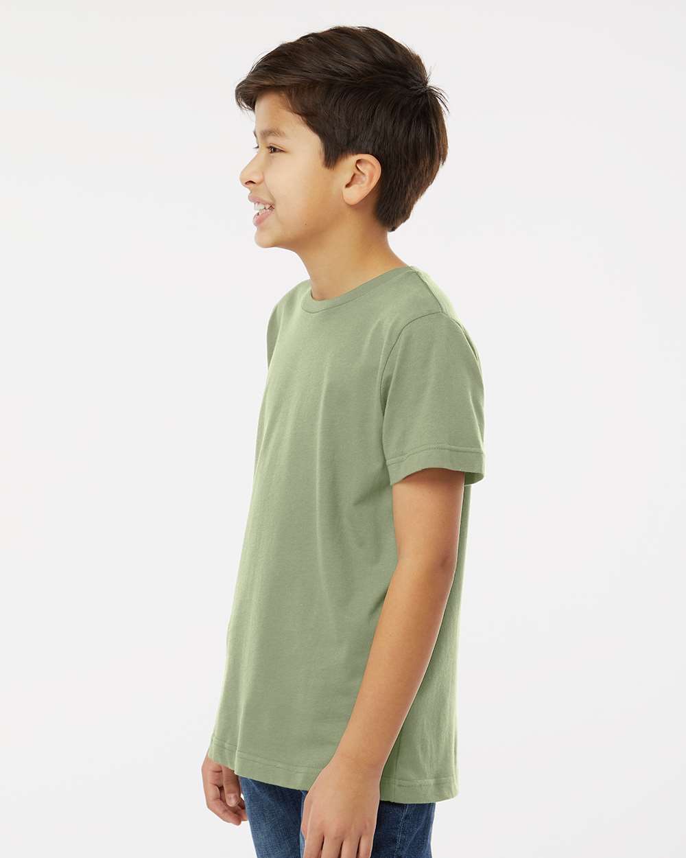 Youth Fine Jersey Tee - OnModelSide - B38038152 - Sage