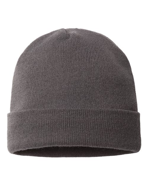 USA-Made 12" Cuffed Beanie - Front - B01595600 - Iron Grey