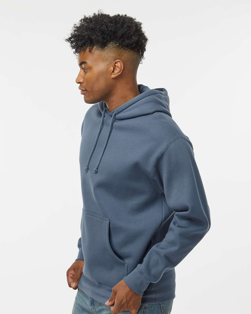 Heavyweight Hooded Sweatshirt - OnModelSide - B22276442 - Storm Blue