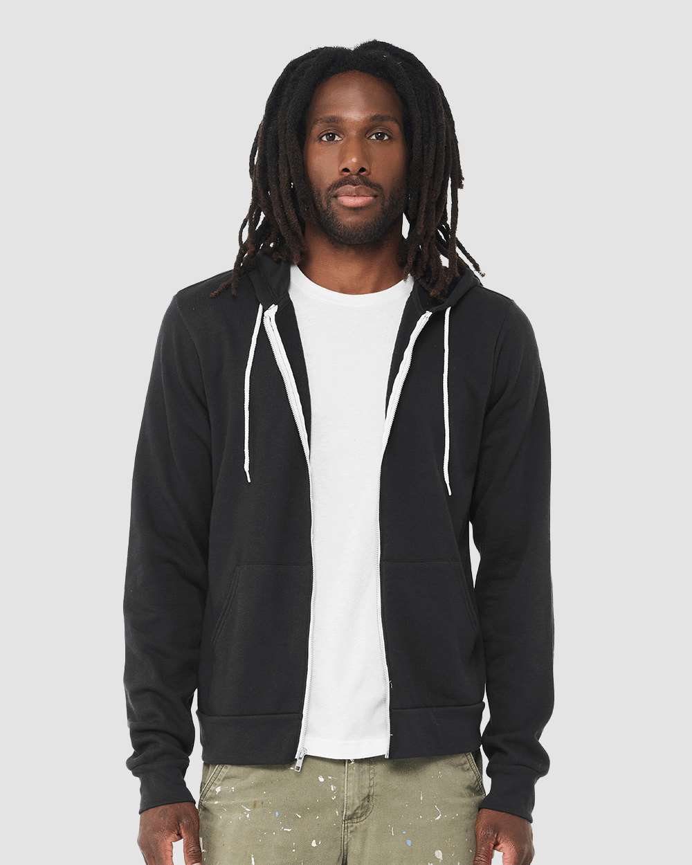 Sponge Fleece Full-Zip Hoodie - OnModelFront - B80406222 - Vintage Black