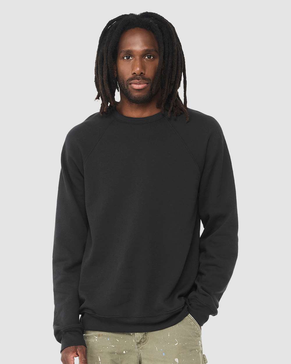Sponge Fleece Raglan Crewneck Sweatshirt - OnModelFront - B85106172 - Vintage Black