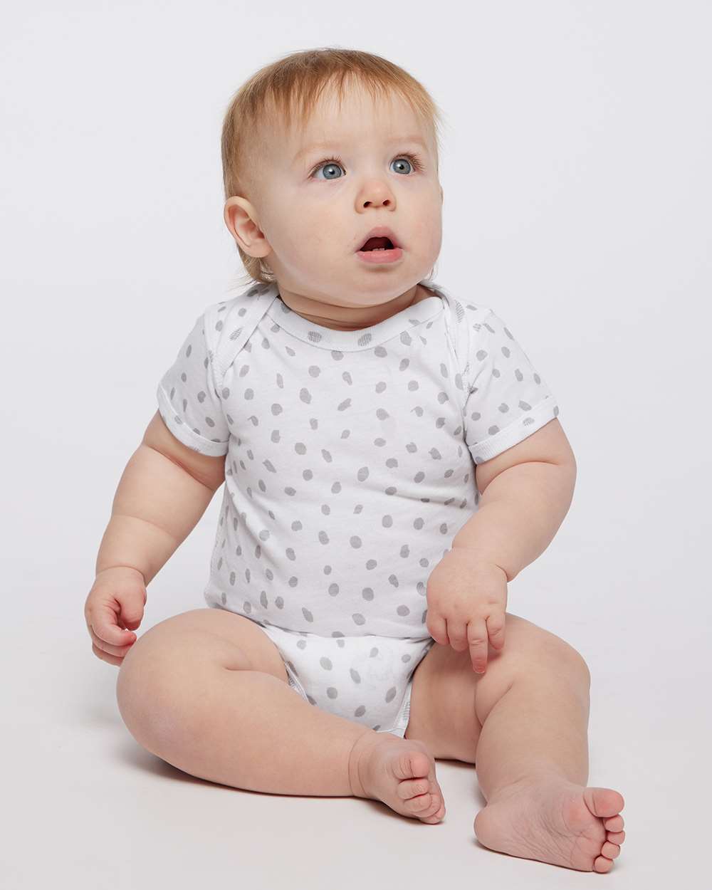 Infant Fine Jersey Bodysuit - OnModelFront - B33438351 - White Spot