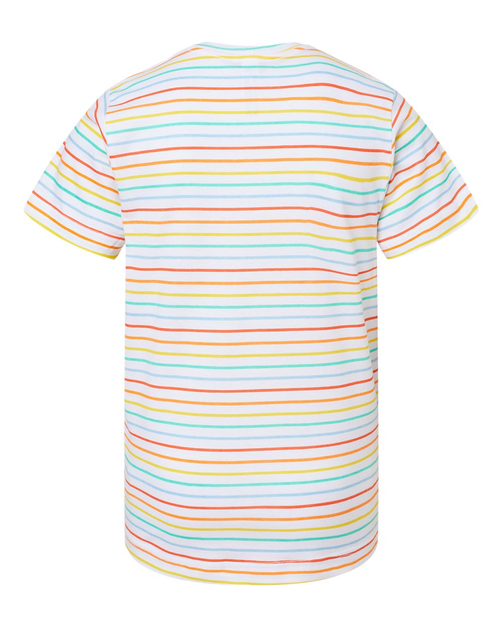Youth Fine Jersey Tee - Back - B38038372 - Rainbow Stripe
