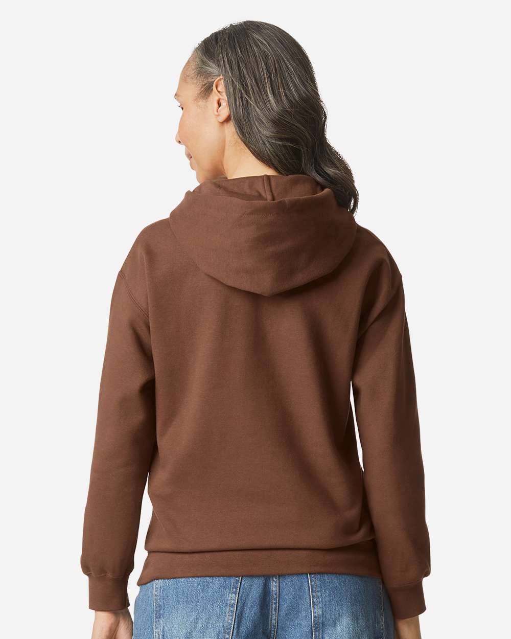 Softstyle® Midweight Hooded Sweatshirt - OnModelBack - B24160603 - Cocoa