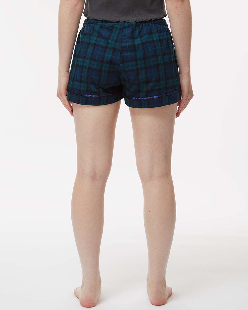 Women's Flannel Shorts - OnModelBack - B14403612 - Scottish Tartan