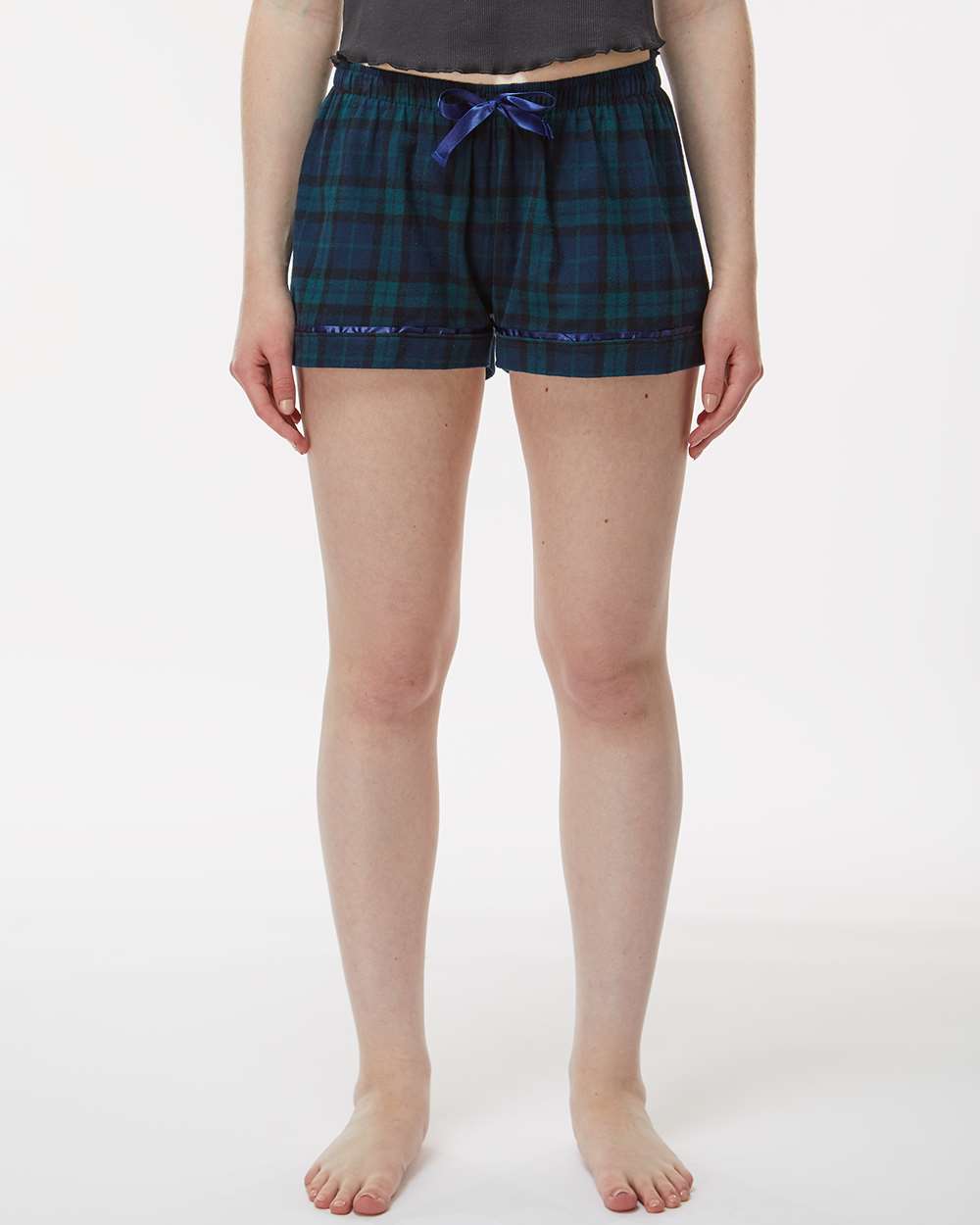 Women's Flannel Shorts - OnModelFront - B14403612 - Scottish Tartan