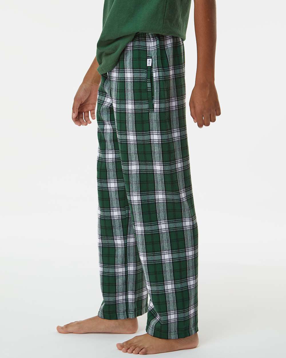 Youth Flannel Pants - OnModelSide - B20603923 - Green/ White