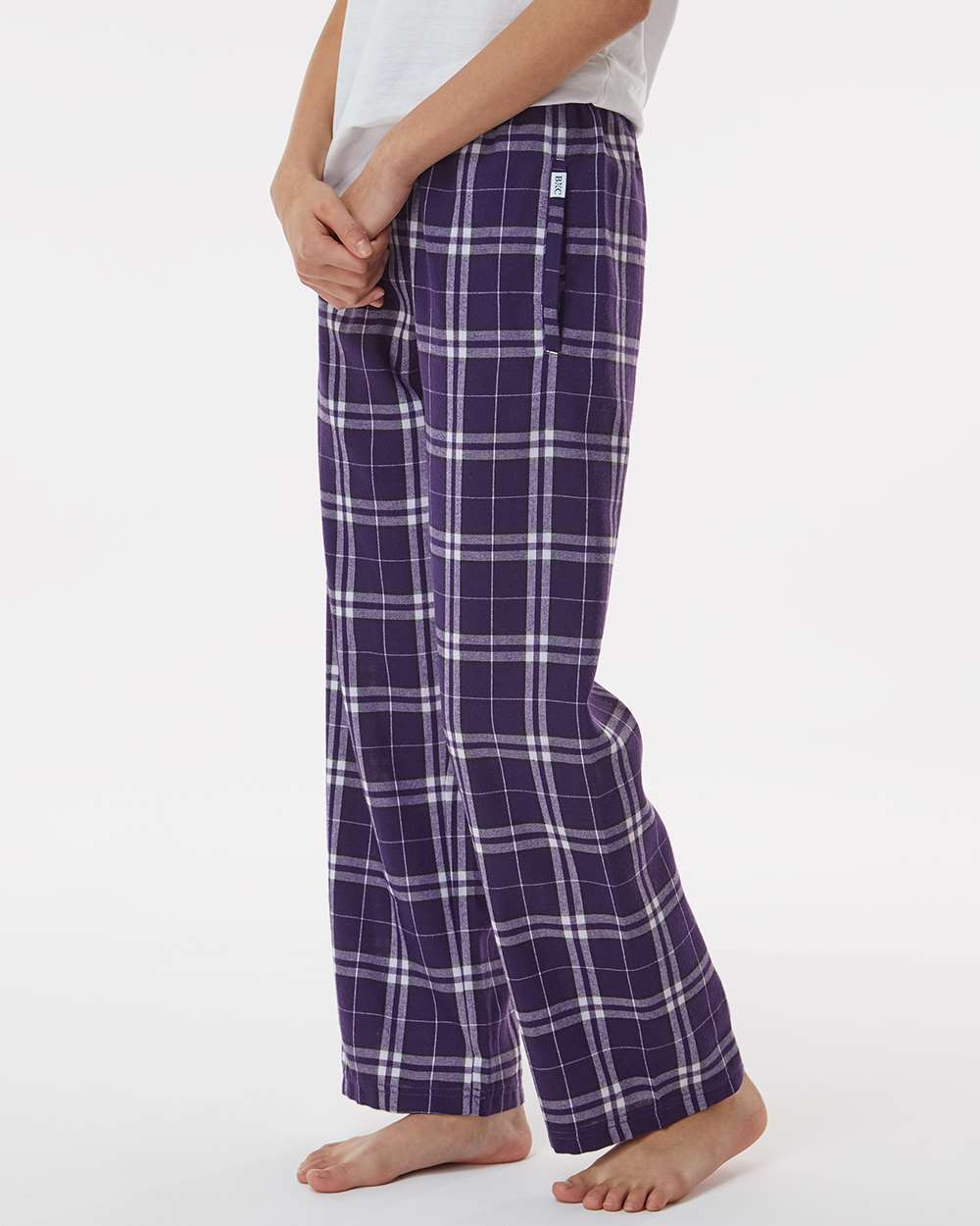 Youth Flannel Pants - OnModelSide - B20603153 - Purple/ White