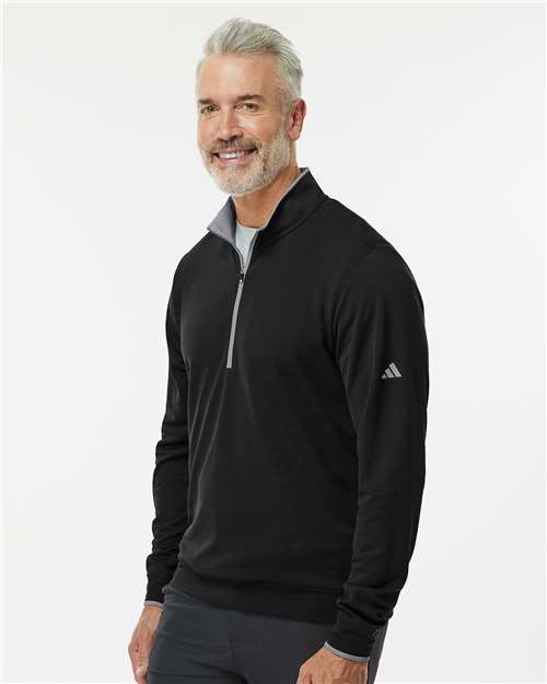 Men's Performance Lightweight Quarter-Zip Pullover - OnModelSide - B56553508 - Black/ Grey Three