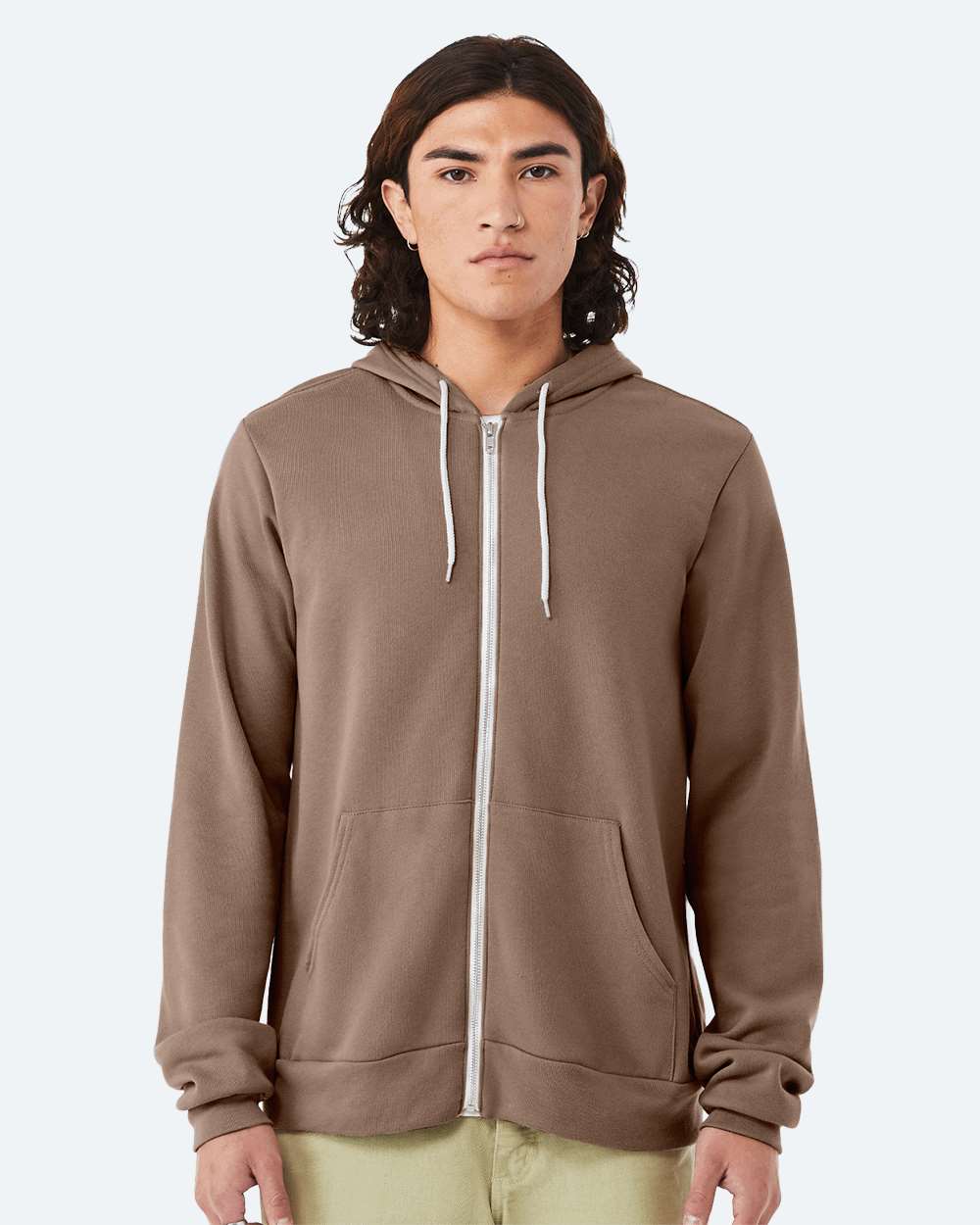Sponge Fleece Full-Zip Hoodie - OnModelFront - B80406392 - Vintage Brown
