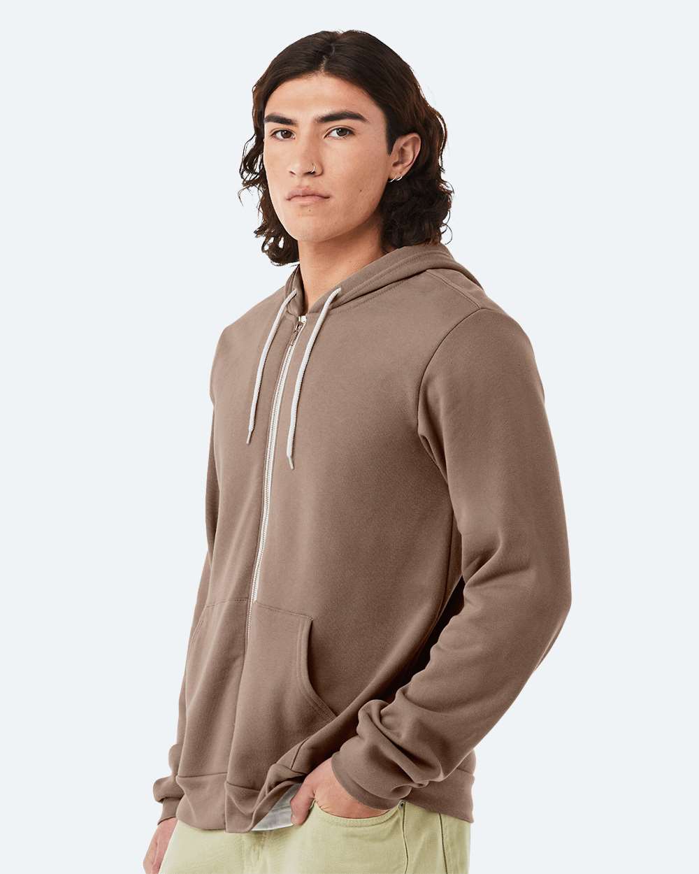 Sponge Fleece Full-Zip Hoodie - OnModelSide - B80406392 - Vintage Brown