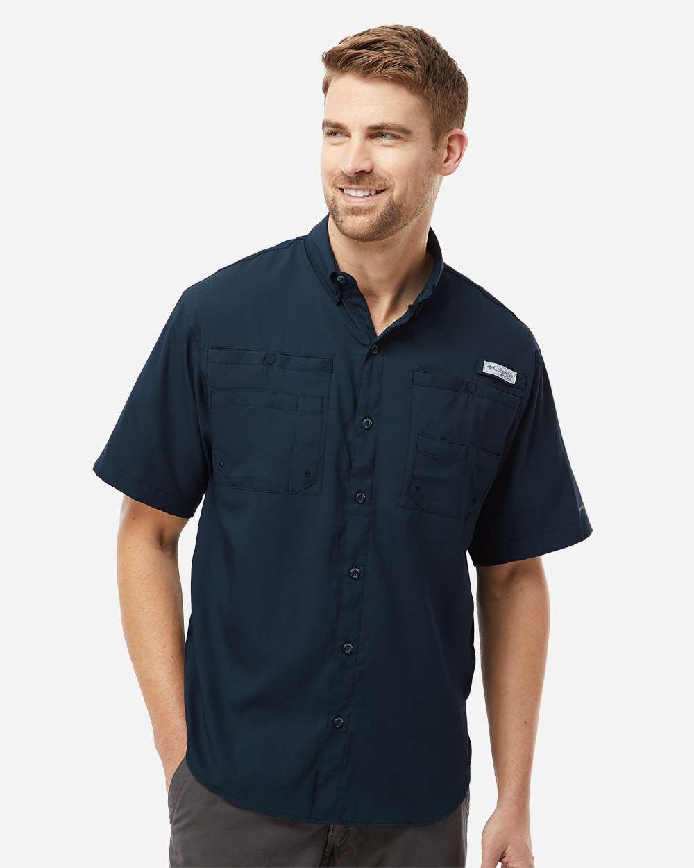 PFG Tamiami™ II Short Sleeve Shirt - OnModelFront - B14324653 - Collegiate Navy