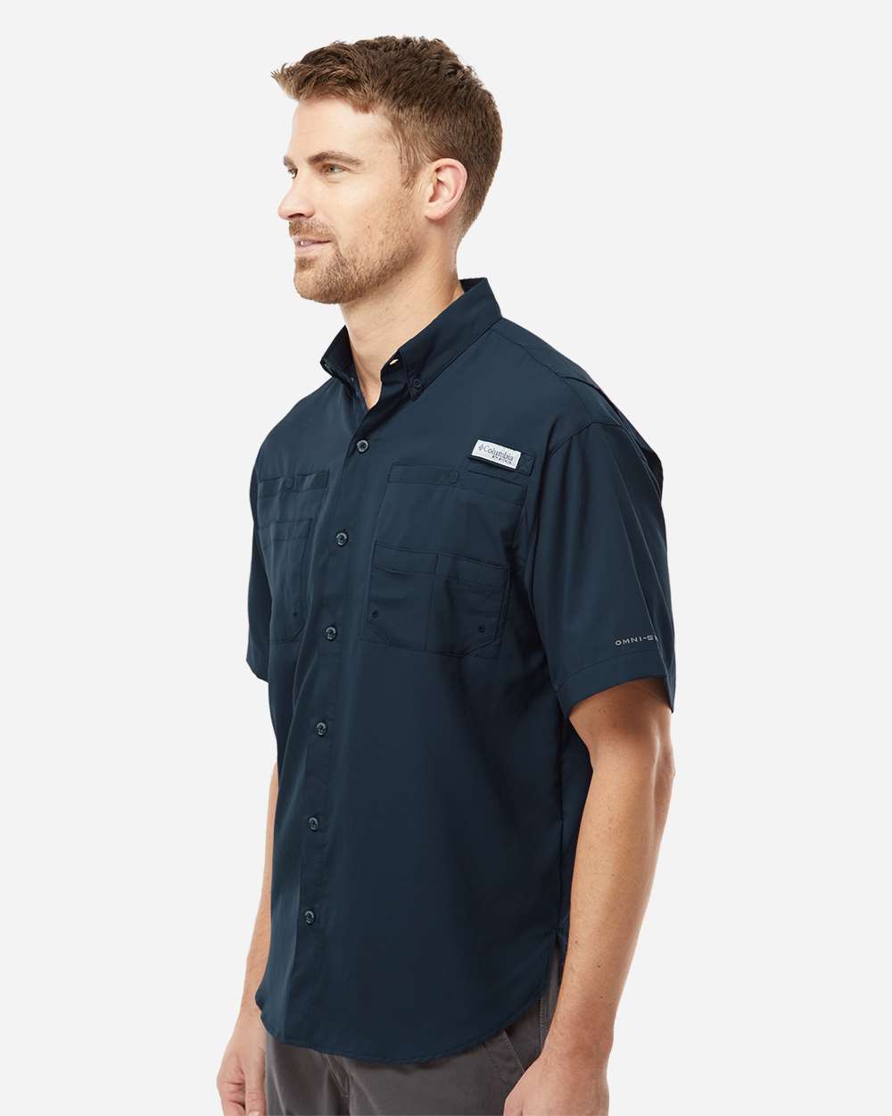 PFG Tamiami™ II Short Sleeve Shirt - OnModelSide - B14324653 - Collegiate Navy