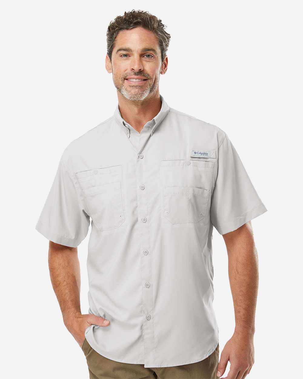 PFG Tamiami™ II Short Sleeve Shirt - OnModelFront - B14324593 - Cool Grey