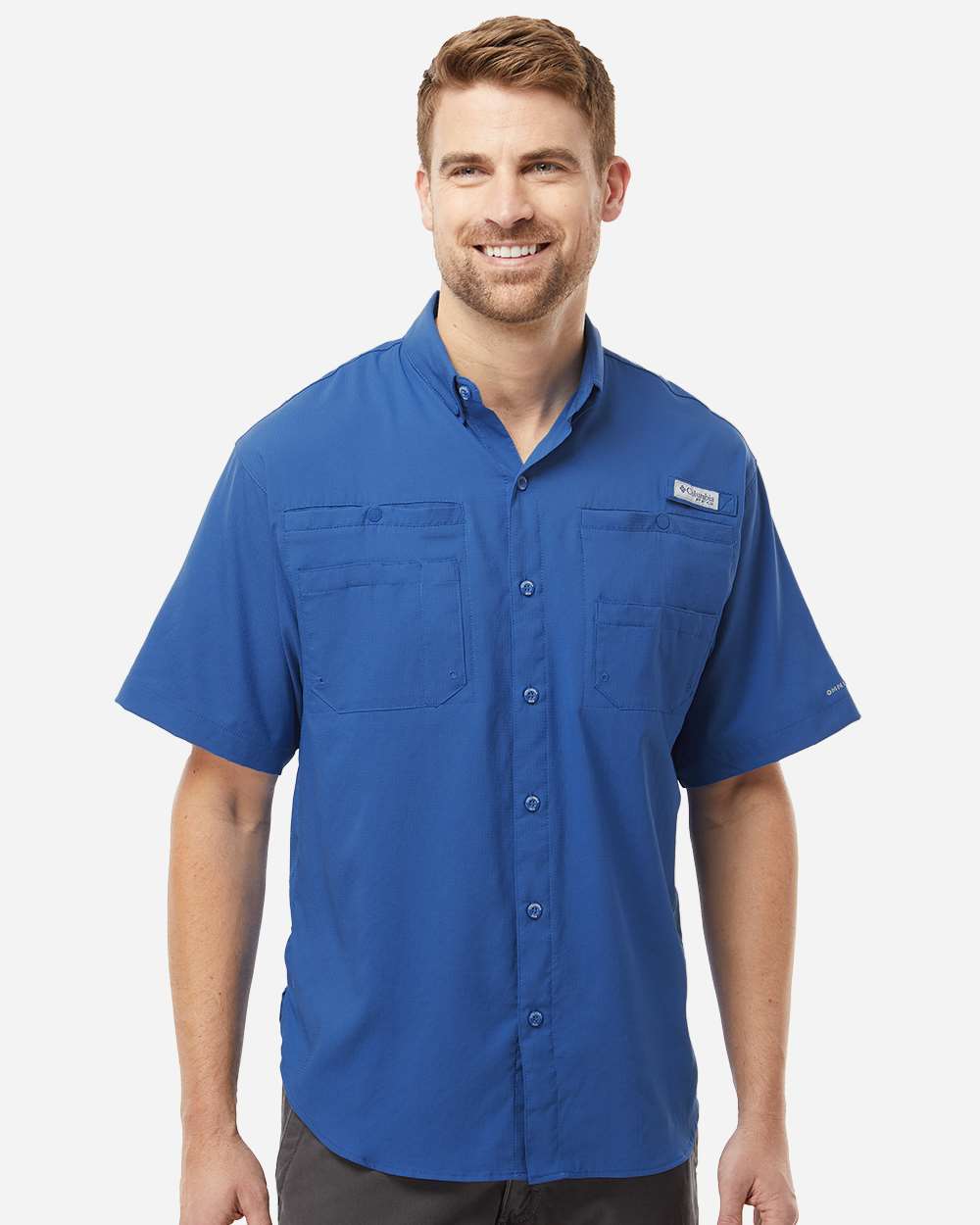 PFG Tamiami™ II Short Sleeve Shirt - OnModelFront - B14324103 - Vivid Blue