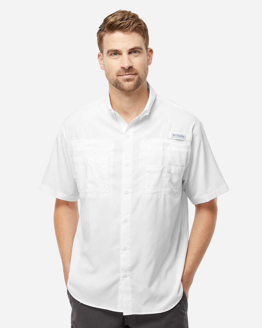 PFG Tamiami™ II Short Sleeve Shirt - OnModelFront - B14324003 - White