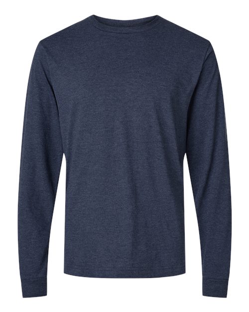 Unisex Fine Jersey Long Sleeve T-Shirt - Front - B00059149 - Heather Denim