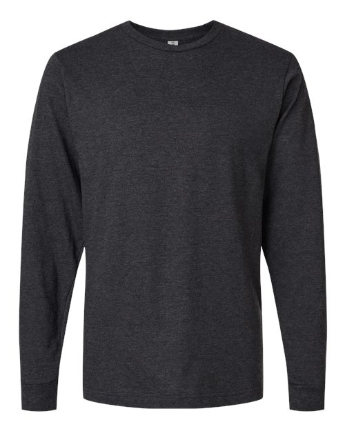 Unisex Fine Jersey Long Sleeve T-Shirt - Front - B00059159 - Heather Graphite