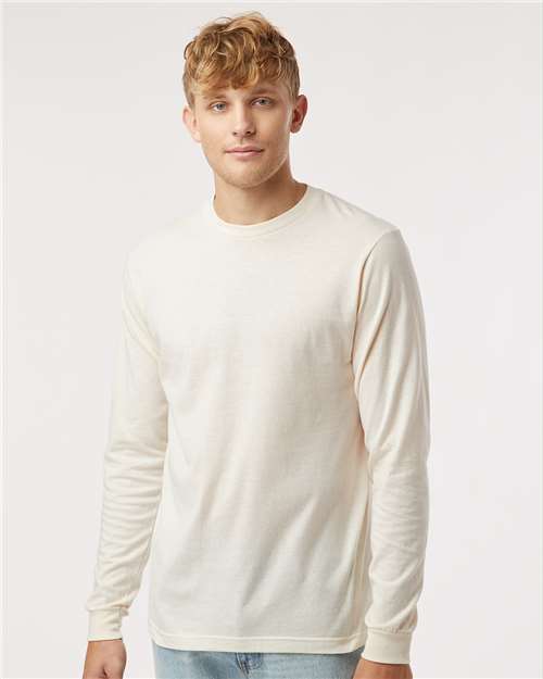 Unisex Fine Jersey Long Sleeve T-Shirt - OnModelFront - B00059249 - Natural
