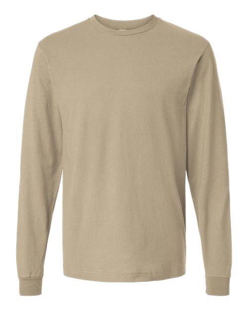 Unisex Fine Jersey Long Sleeve T-Shirt - Front - B00059109 - Sand