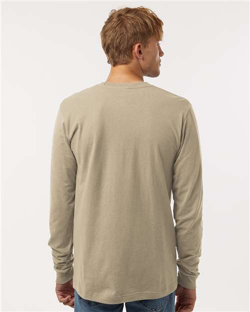 Unisex Fine Jersey Long Sleeve T-Shirt - OnModelBack - B00059109 - Sand