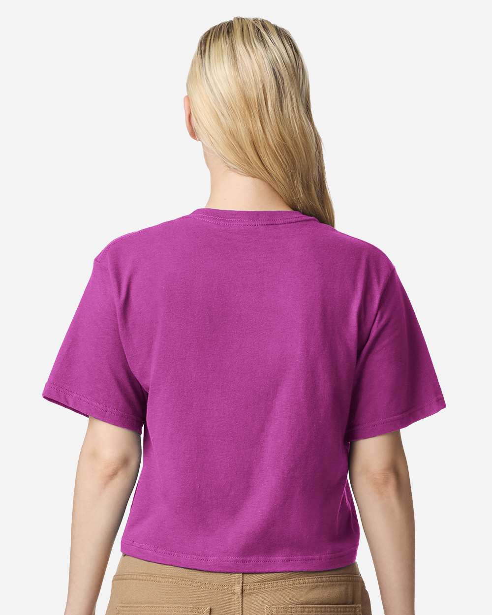 Women's Fine Jersey Boxy Tee - OnModelBack - B02427303 - Super Pink