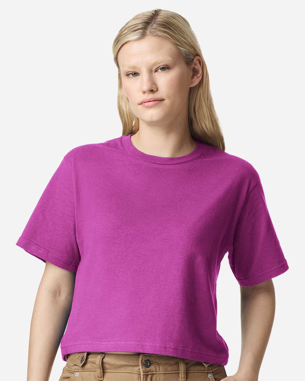 Women's Fine Jersey Boxy Tee - OnModelFront - B02427303 - Super Pink