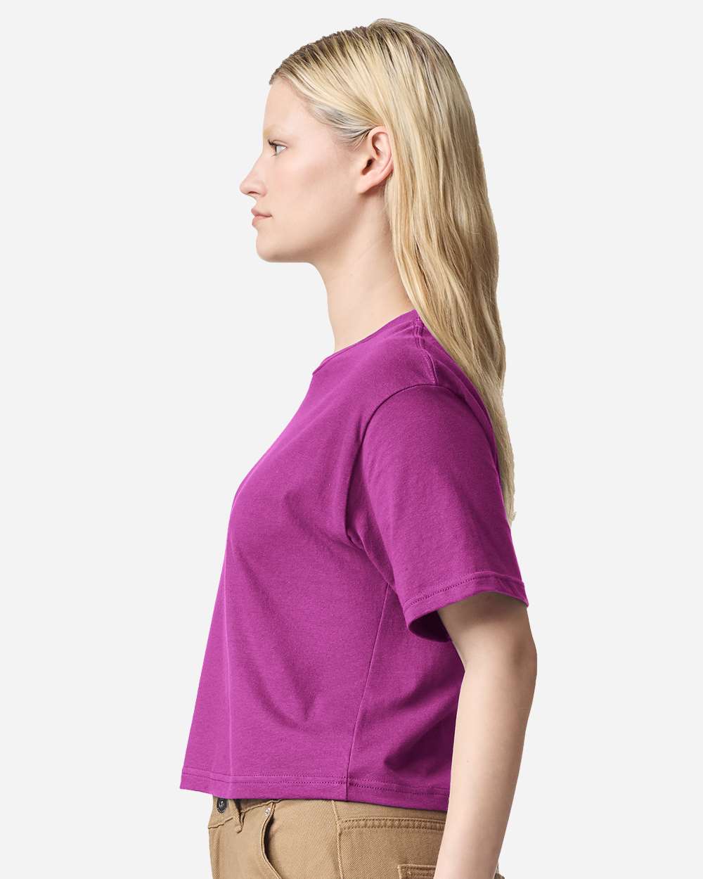 Women's Fine Jersey Boxy Tee - OnModelSide - B02427303 - Super Pink