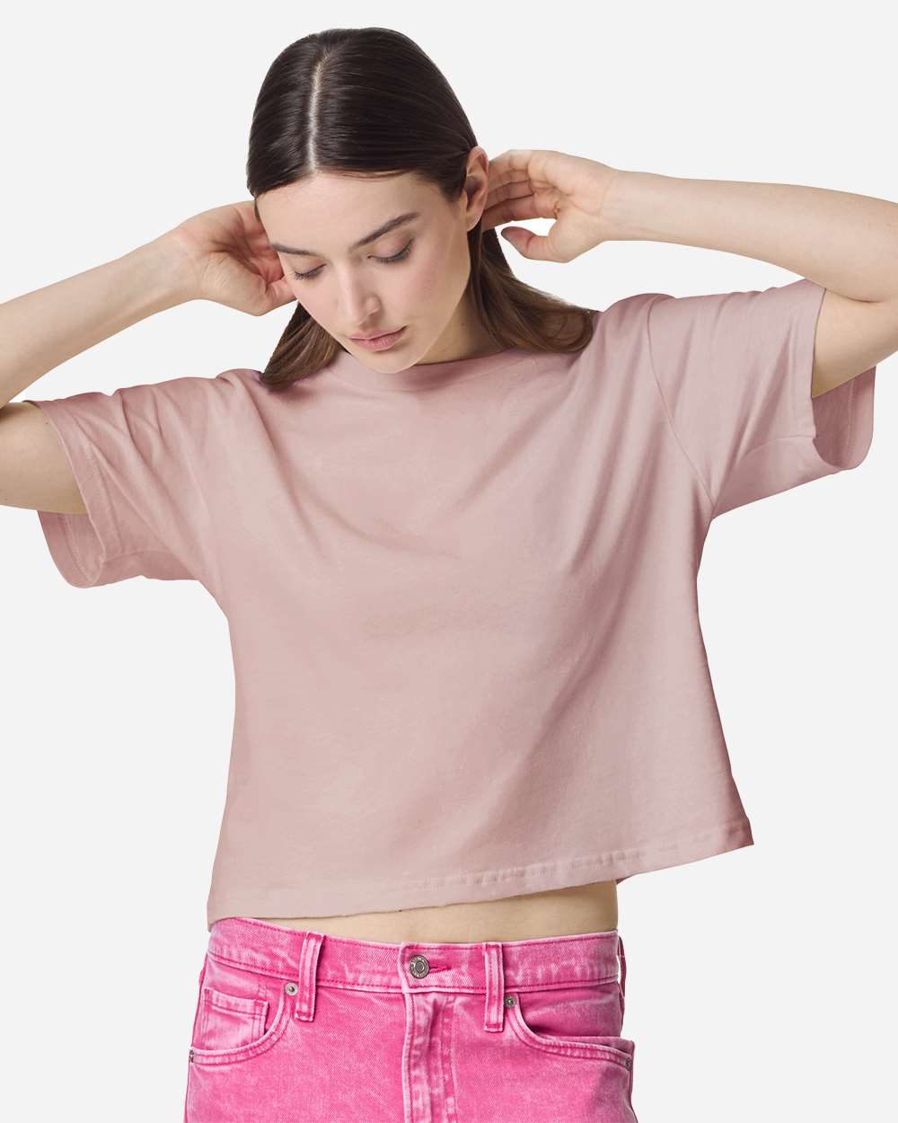 Women's Fine Jersey Boxy Tee - OnModelFront - B02427323 - Blush
