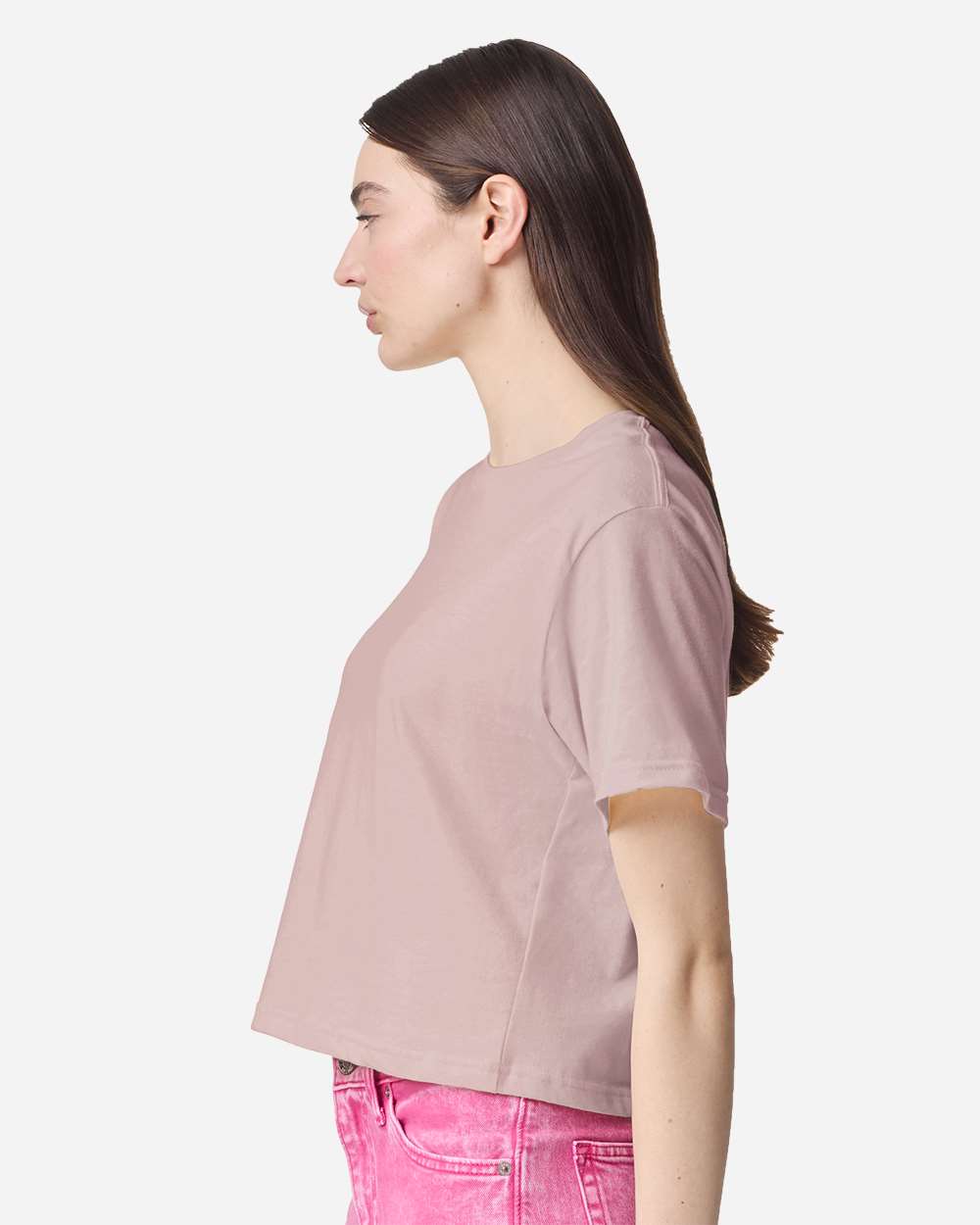 Women's Fine Jersey Boxy Tee - OnModelSide - B02427323 - Blush