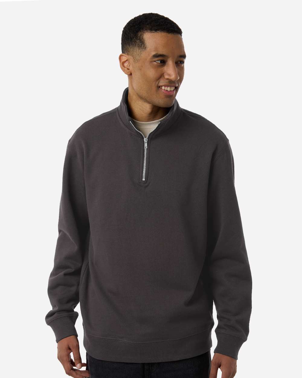 Midweight Quarter-Zip Pullover - OnModelFront - B00476593 - Asphalt
