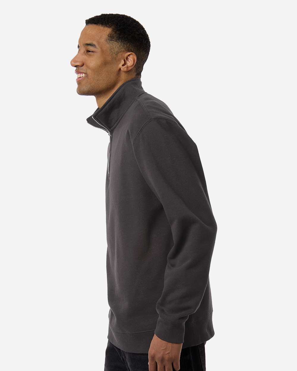 Midweight Quarter-Zip Pullover - OnModelSide - B00476593 - Asphalt