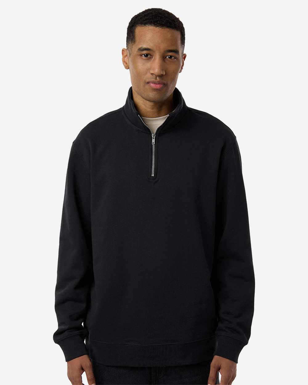 Midweight Quarter-Zip Pullover - OnModelFront - B00476503 - Black