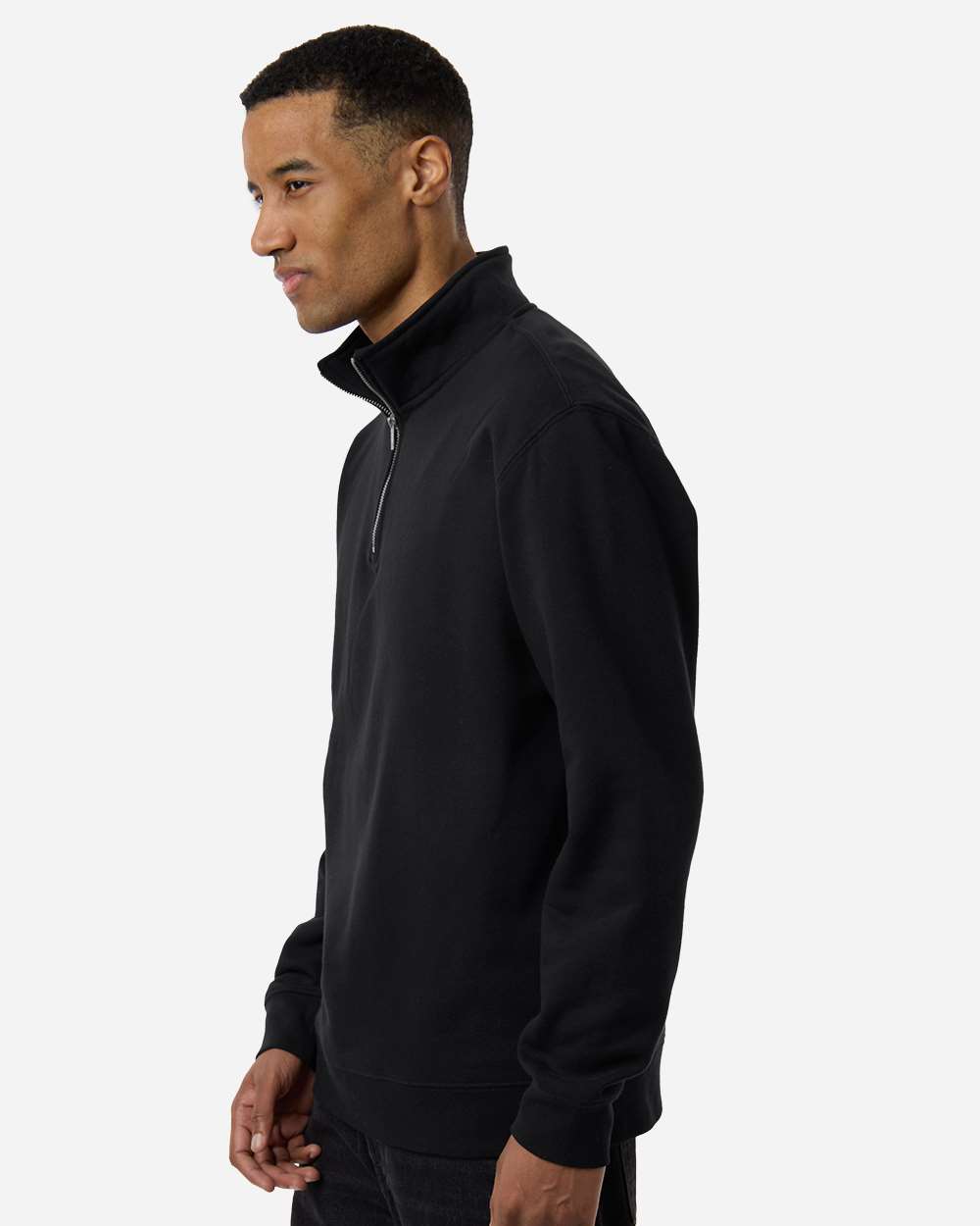 Midweight Quarter-Zip Pullover - OnModelSide - B00476503 - Black