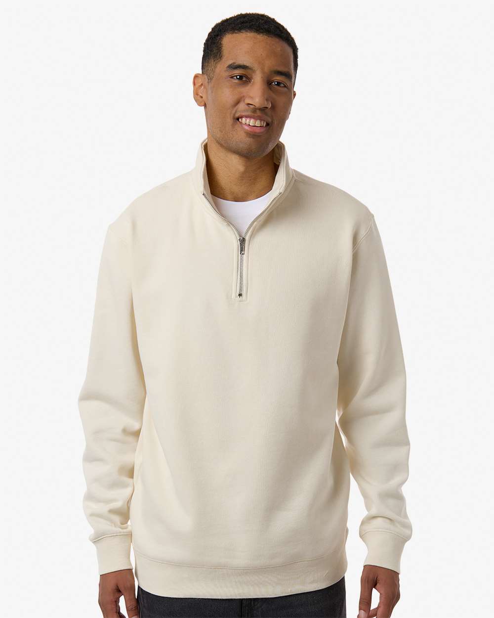Midweight Quarter-Zip Pullover - OnModelFront - B00476243 - Bone