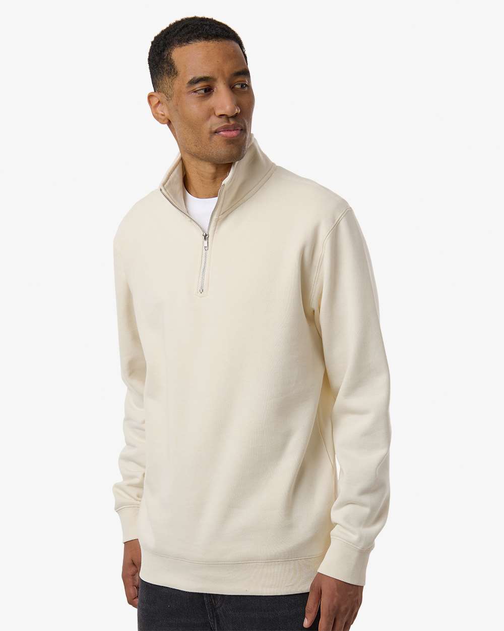 Midweight Quarter-Zip Pullover - OnModelSide - B00476243 - Bone