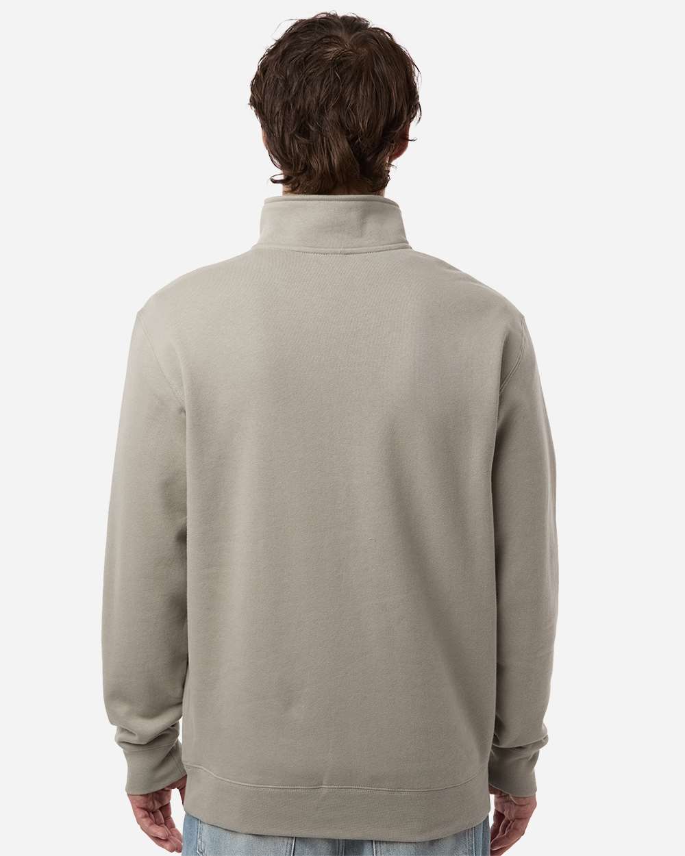 Midweight Quarter-Zip Pullover - OnModelBack - B00476413 - Cement