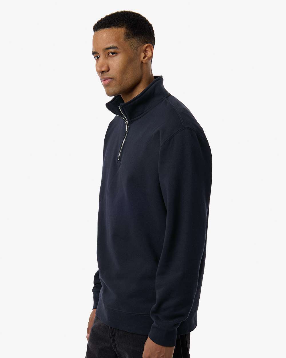 Midweight Quarter-Zip Pullover - OnModelSide - B00476653 - Classic Navy