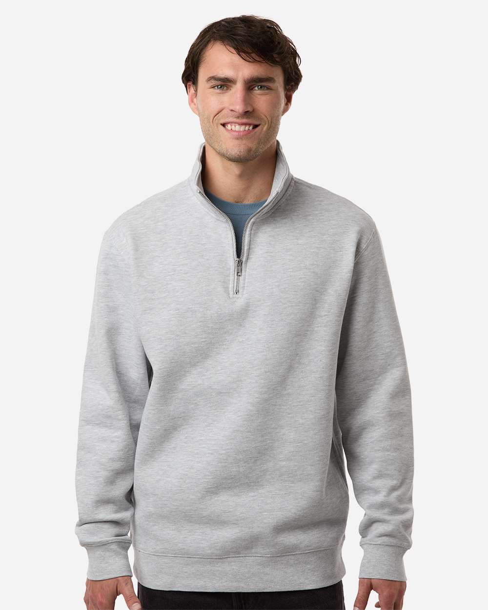 Midweight Quarter-Zip Pullover - OnModelFront - B00476353 - Grey Heather