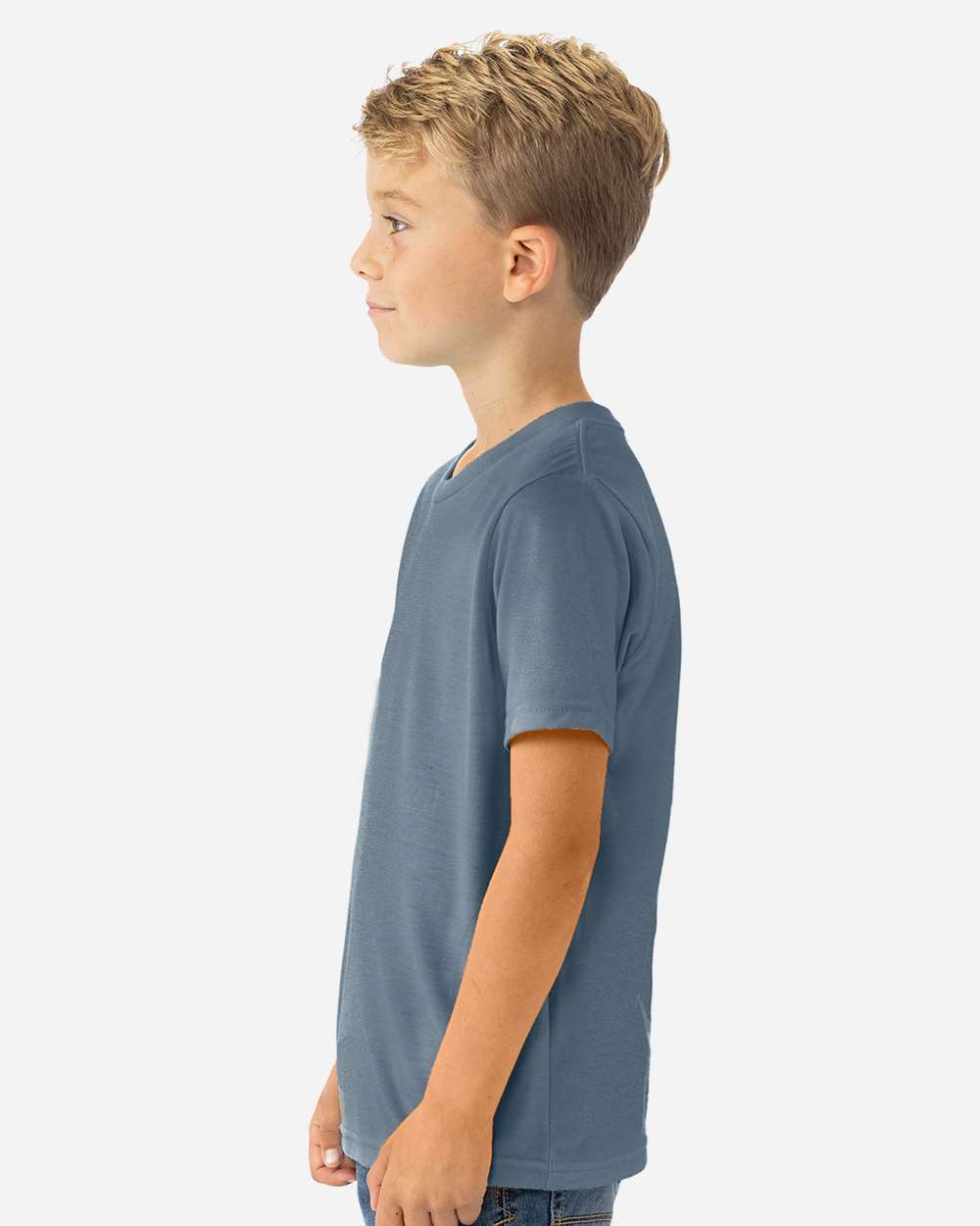 Youth CVC T-Shirt - OnModelSide - B55118202 - Heather Slate Blue