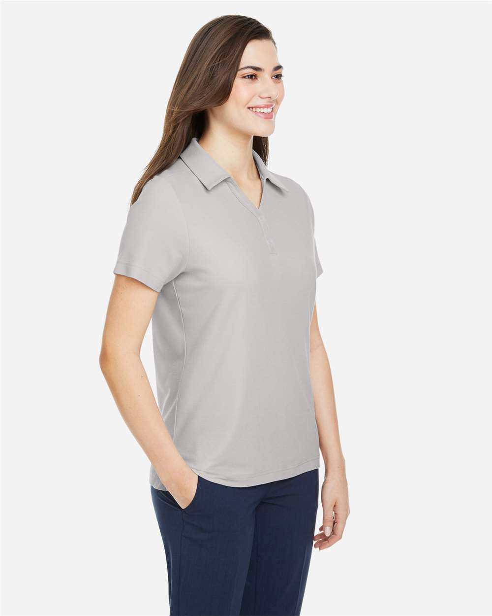 Women's Fusion ChromaSoft™ Pique Polo - OnModelSide - B280A7352 - Platinum