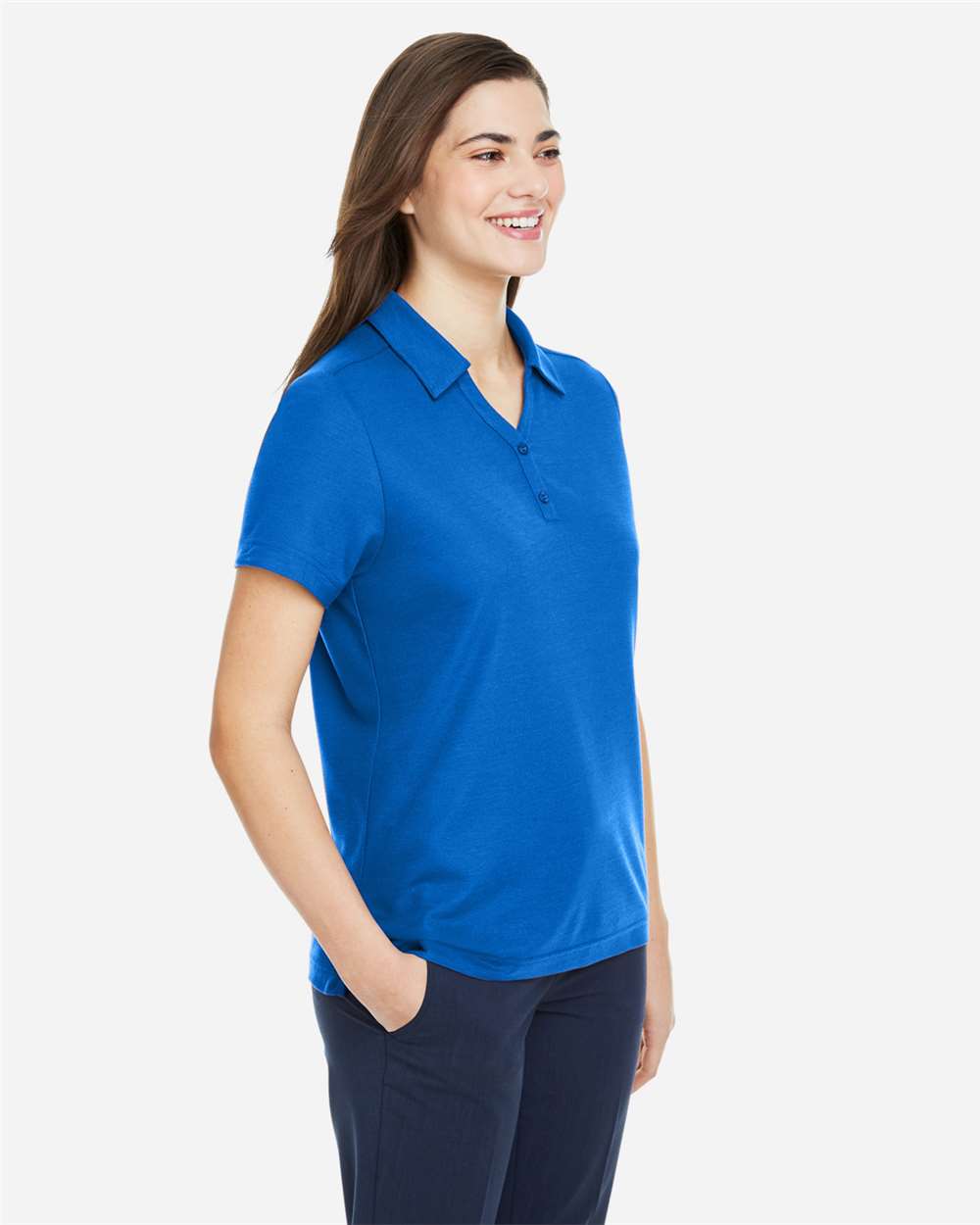Women's Fusion ChromaSoft™ Pique Polo - OnModelSide - B280A7752 - True Royal