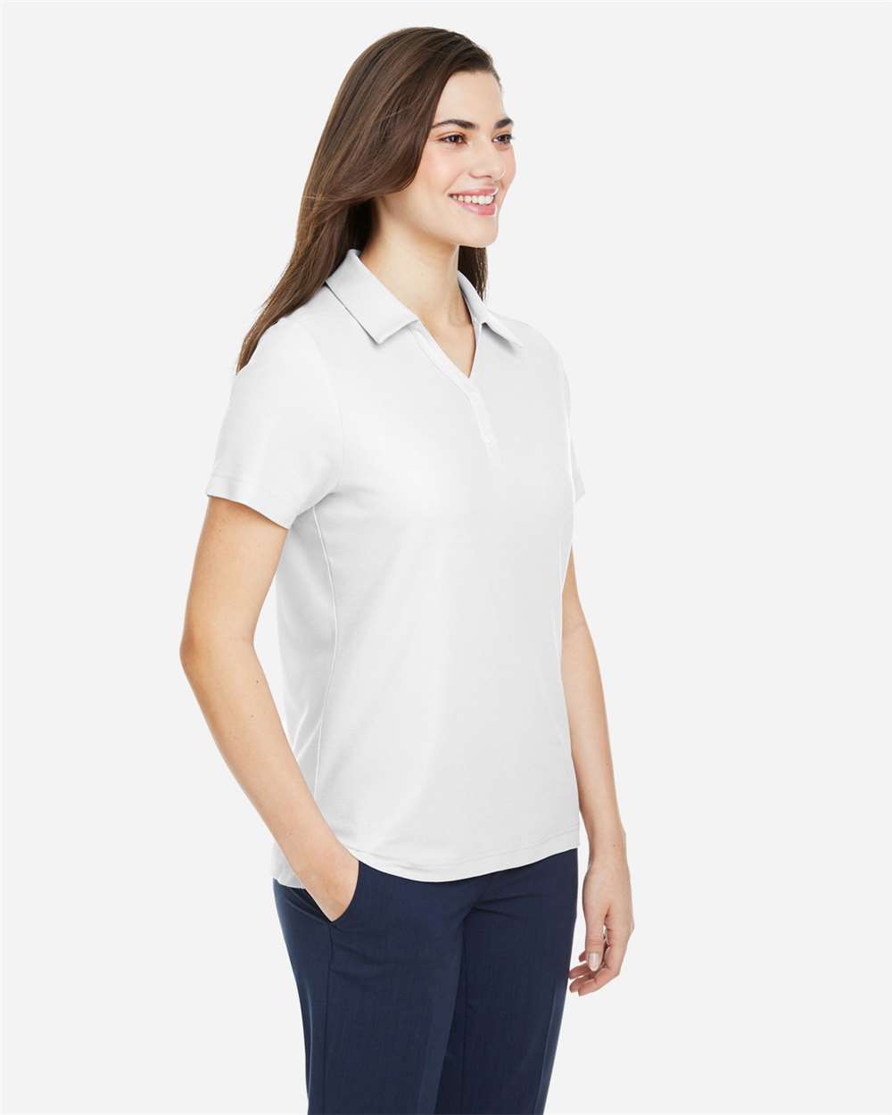 Women's Fusion ChromaSoft™ Pique Polo - OnModelSide - B280A7002 - White